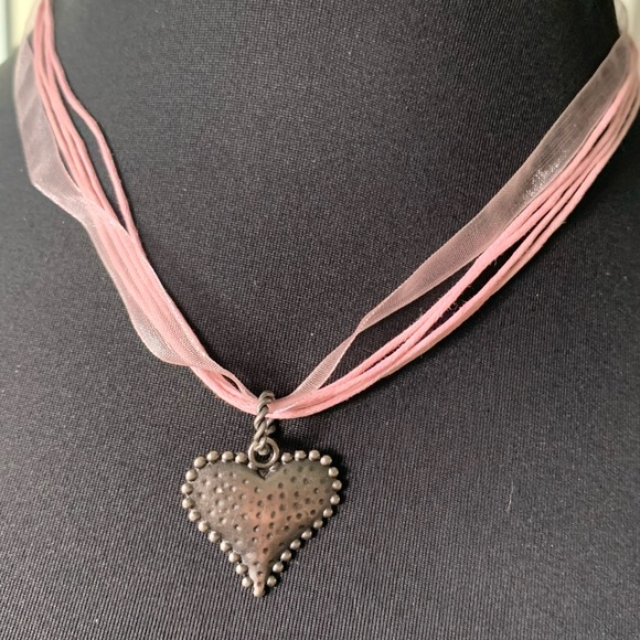 Necklace heart pink ribbon choker - Picture 5 of 8